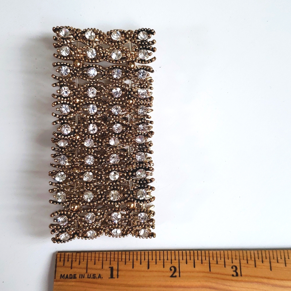 VTG Rhinestone filigree Goldmesh Bracelet - Picture 7 of 7